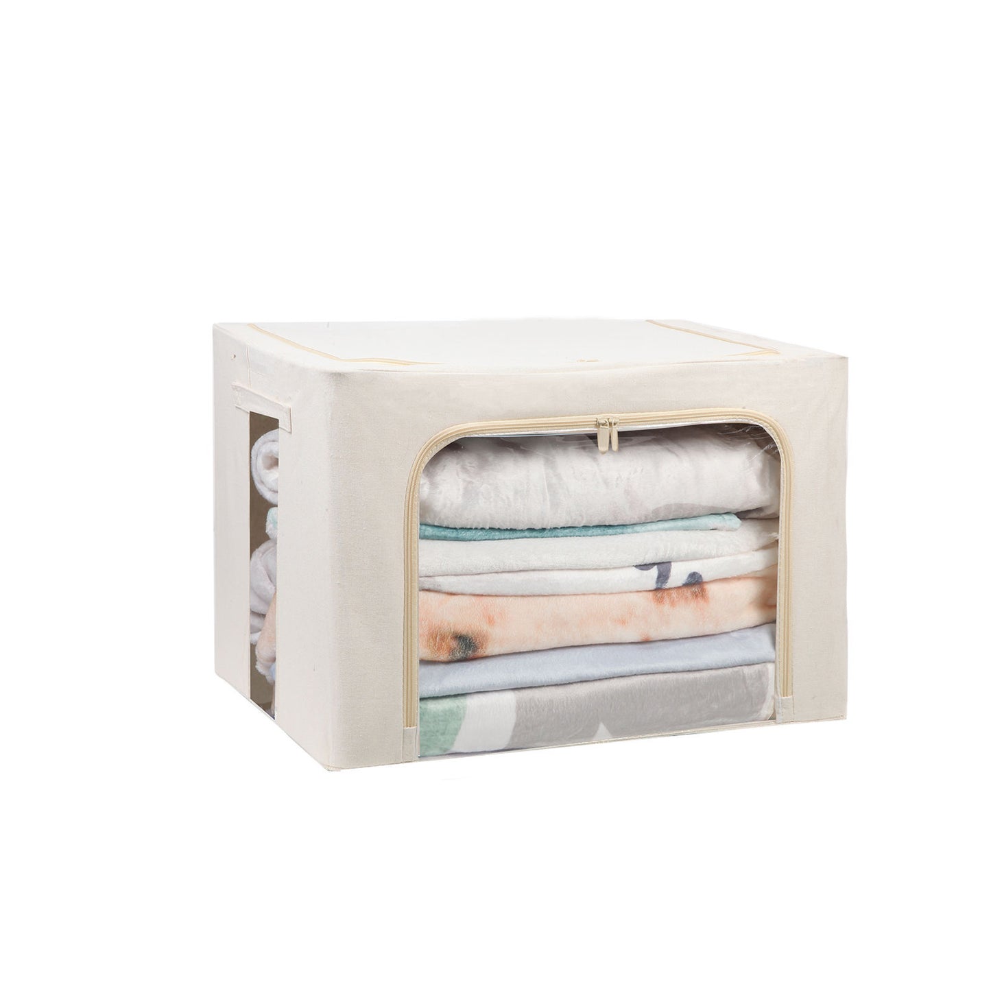 Foldable Storage Bins with zipper - 100L extra large - Linen mate for Bedding, Clothes, Blankets, throw rugs - Ideal for Linen Closet closet organizer