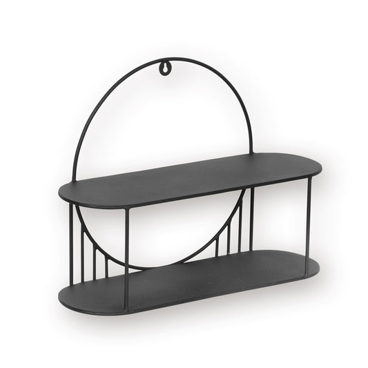 2 tier modern wall shelf | 20"x 7"x 15" | Black Metal | 1 Piece