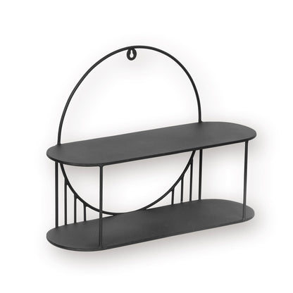 2 tier modern wall shelf | 20"x 6.8"x 15" | Black Metal | 1 Piece