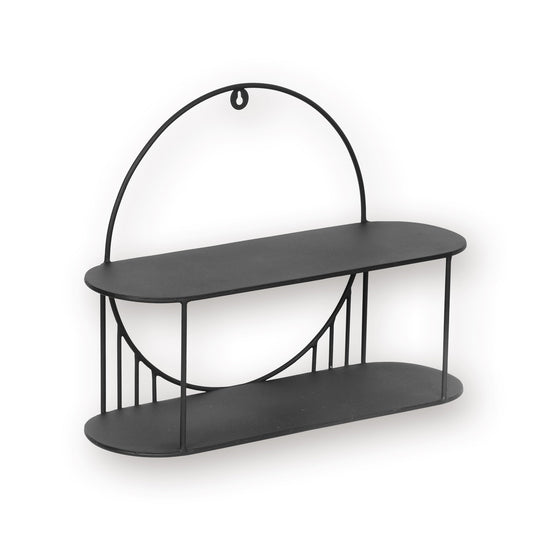 2 tier modern wall shelf | 20"x 6.8"x 15" | Black Metal | 1 Piece