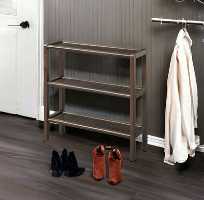 29" Espresso Brown Shoe Rack Shelving Unit