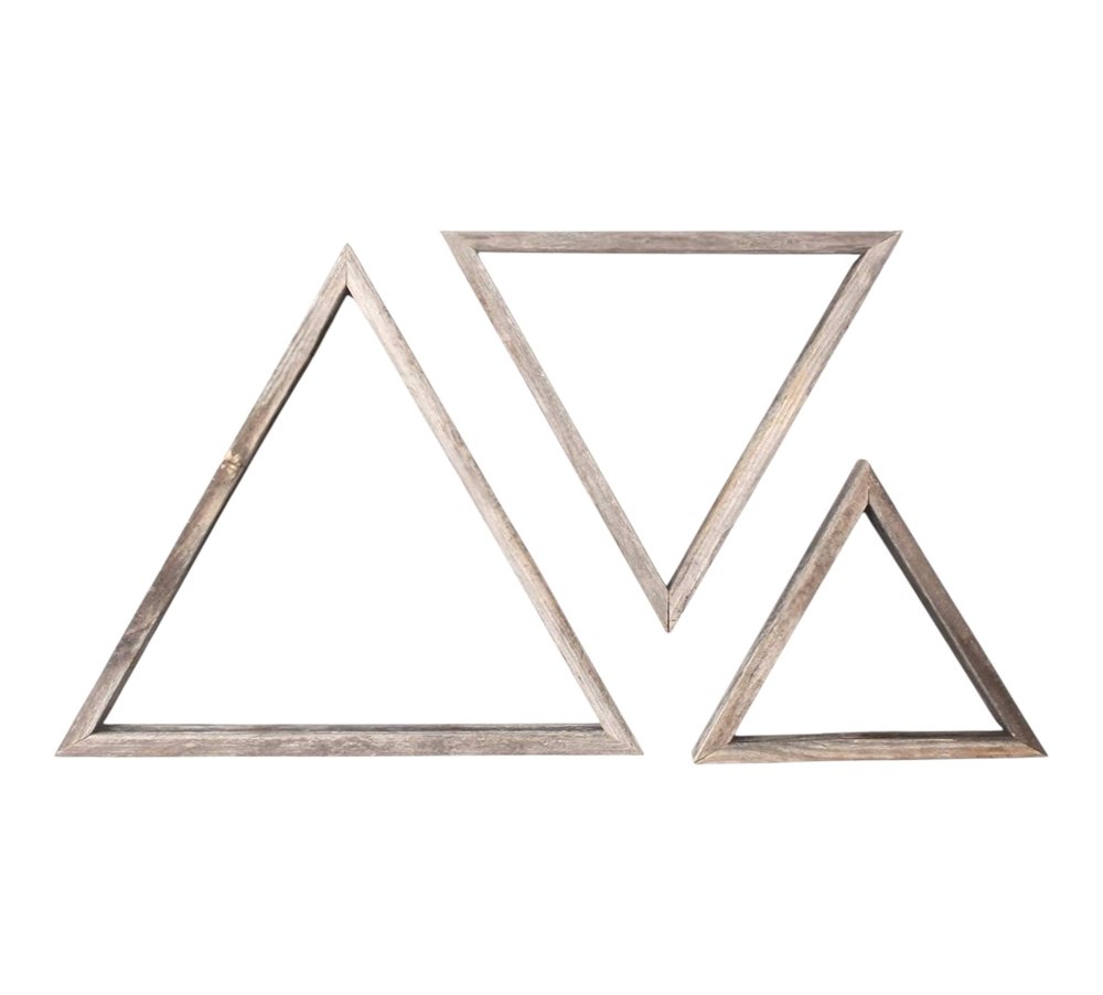 Set of Three Gray Wood Square Hanging Dimensional Sculpture