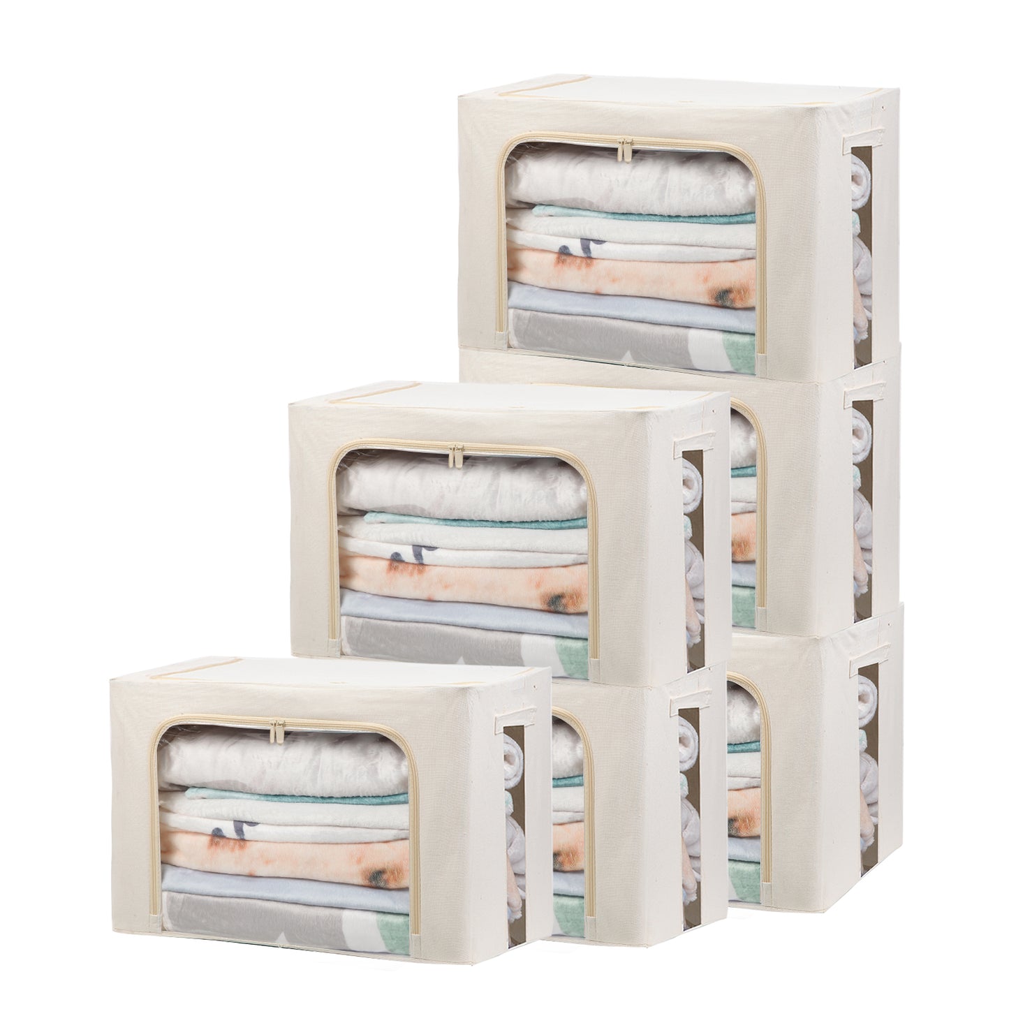 Foldable Storage Bins with zipper - 100L extra large - Linen mate for Bedding, Clothes, Blankets, throw rugs - Ideal for Linen Closet closet organizer