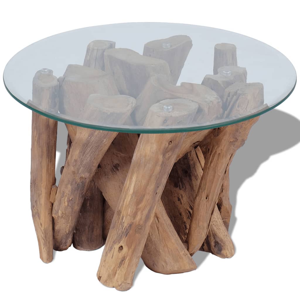 vidaXL Solid Teak Driftwood Coffee Table Living Room Side Glass Multi Models